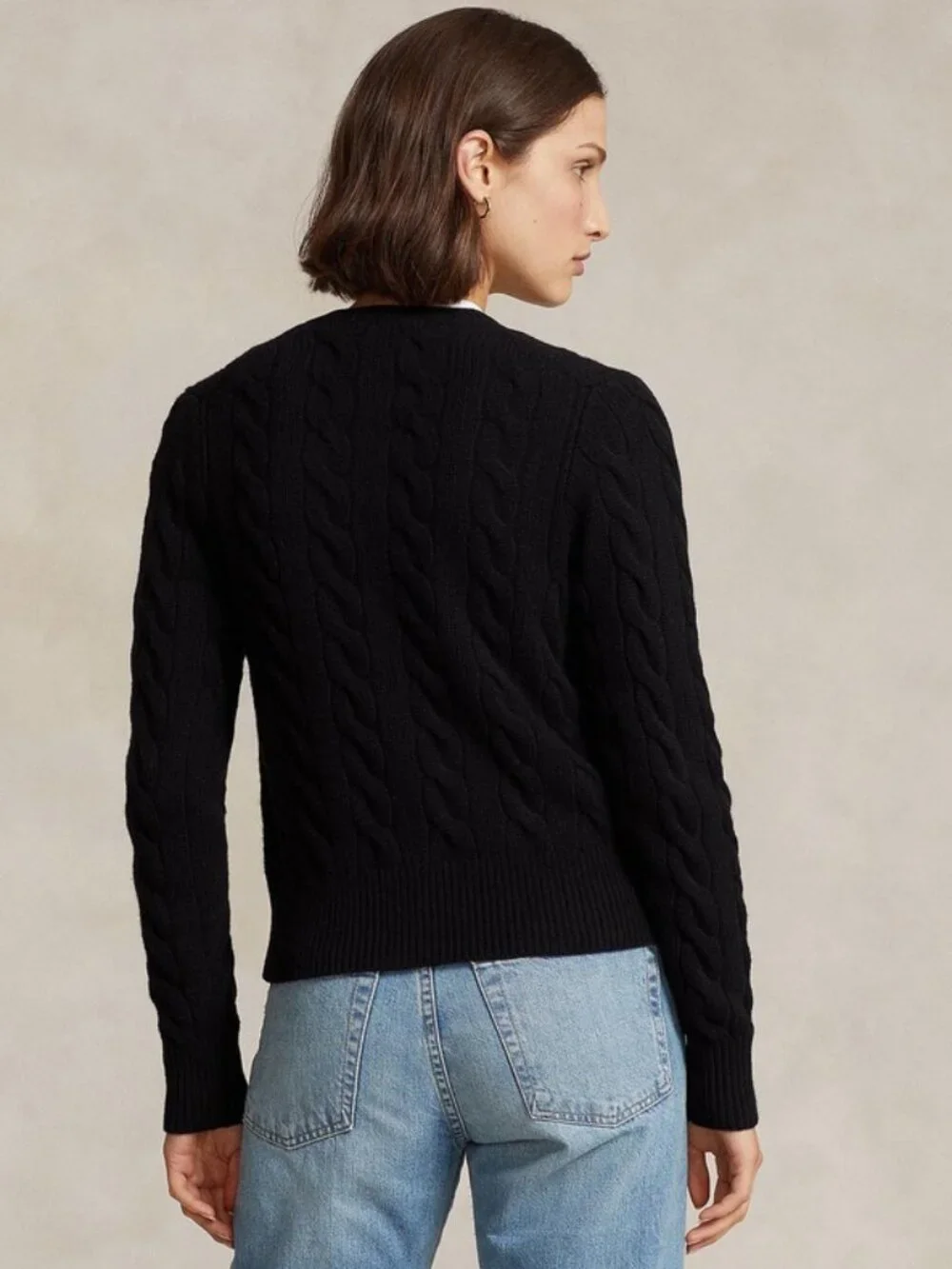 Polo Ralph Lauren Cable-Knit Wool-Cashmere Cardigan In Polo Black, XS